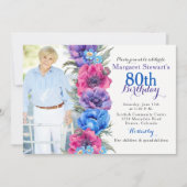 Invitation Colorful Anemone Floral Photo 80e anniversaire (Devant)