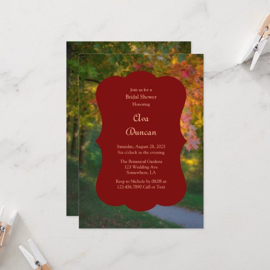 Invitation Colorful Autumn Day Bridal Shower (Devant/Arrière en situation)