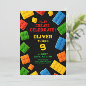 Invitation Colorful Block Birthday Party (Debout devant)