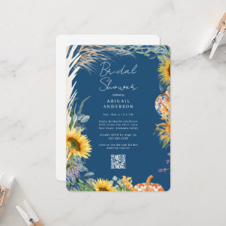 Invitation Colorful Boho Teal Pumpkin Fall Bridal Shower 