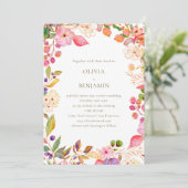 Invitation Colorful Boho Watercolor Floral Elegant Wedding (Debout devant)