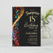 Invitation Colorful Bokeh Surprise 18e fête d'anniversaire (Debout devant)