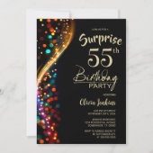 Invitation Colorful Bokeh Surprise 55e fête d'anniversaire (Devant)