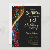 Invitation Colorful Bokeh Surprise 75e fête d'anniversaire (Devant)
