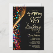 Invitation Colorful Bokeh Surprise 95e fête d'anniversaire (Devant)