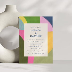 Invitation Colorful Bold Moderne Abstrait Unique Mariage