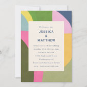 Invitation Colorful Bold Moderne Abstrait Unique Mariage (Devant)