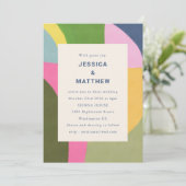 Invitation Colorful Bold Moderne Abstrait Unique Mariage (Debout devant)