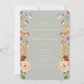 Invitation Colorful Bold Wildflowers Sage Wedding (Devant)