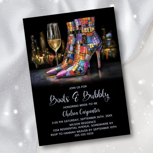 Invitation Colorful Boots and Bubbly Bridal Shower