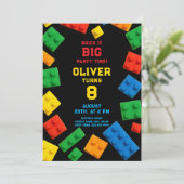 Invitation Colorful Brick Kids Party Birthday (Debout devant)