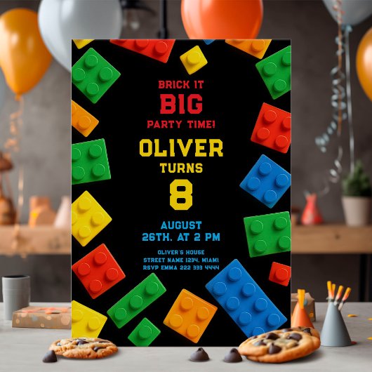 Invitation Colorful Brick Kids Party Birthday