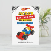 Invitation Colorful Brick Racer Robotics Birthday (Debout devant)