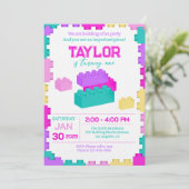 Invitation Colorful Bricks Building Blocks Birthday Party (Debout devant)