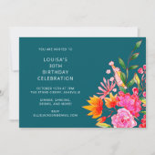 Invitation Colorful Bright Floral Watercolor Birthday Party (Devant)