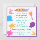 Invitation Colorful Brush Strokes anniversaire de peinture in (Devant)