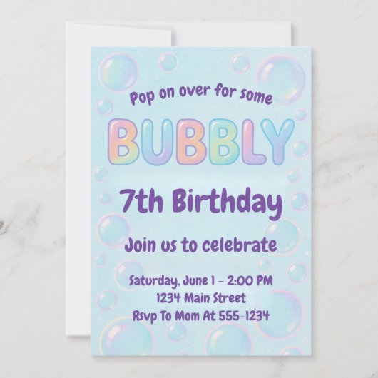 Invitation Colorful Bubble Birthday (Devant)