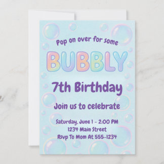 Invitation Colorful Bubble Birthday