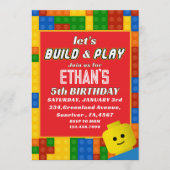 Invitation Colorful Builder-Themed Birthday Creative Kids (Devant)