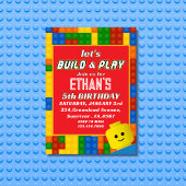 Invitation Colorful Builder-Themed Birthday Creative Kids