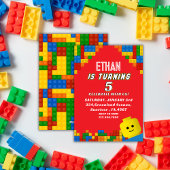 Invitation Colorful Building Blocks Birthday Kids Party