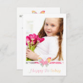 Invitation Colorful Butterfly Happy Birthday Quote Script (Devant / Derrière)