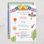 Invitation Colorful Cactus Mexican Fiesta Photo Birthday (Devant / Derrière)