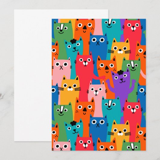 Invitation Colorful cats (Devant / Derrière)