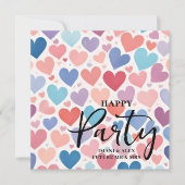 Invitation Colorful Chic Charming Scattered Hearts Engagement (Devant)