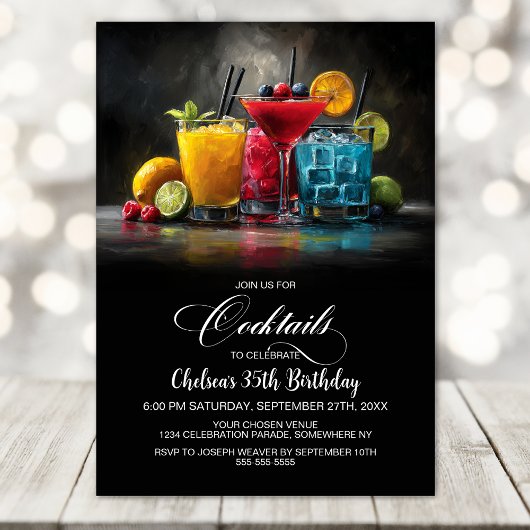 Invitation Colorful Cocktails Birthday Party