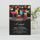 Invitation Colorful Cocktails Birthday Party (Debout devant)