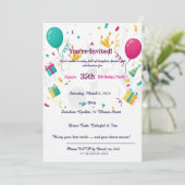 Invitation Colorful Confetti Balloons Fun 35th  (Debout devant)