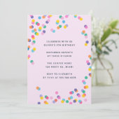 Invitation Colorful Confetti fille's Anniversaire rose (Debout devant)