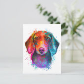 Invitation Colorful Dachshund Dog Art Illustration (Debout devant)