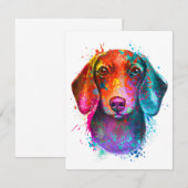 Invitation Colorful Dachshund Dog Art Illustration (Devant / Derrière)