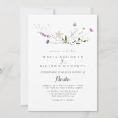 Invitation Colorful Dainty Fleurs sauvages Mariage espagnol (Devant)