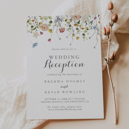 Invitation Colorful Dainty Fleurs sauvages Mariage Réception