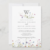 Invitation Colorful Dainty Fleurs sauvages Monogramme Mariage (Devant)