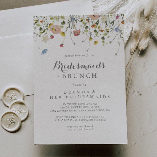 Invitation Colorful Dainty Wild Bridesmaids Brunch Douche