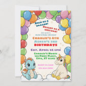 Invitation Colorful Dragon & Unicorn Double Celebration (Devant)