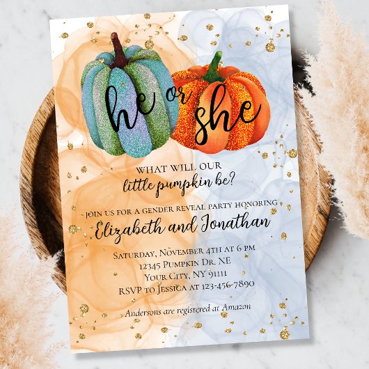 Invitation Colorful Fall Citrouilles Lui ou Elle Genre Reveil