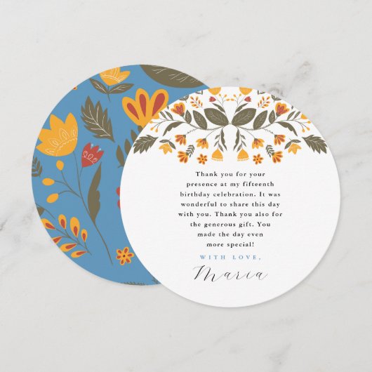 Invitation Colorful Fiesta Botanical 15e anniversaire Merci (Devant / Derrière)