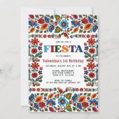 Invitation Colorful Fiesta Floral Folk Art First 1st Birthday (Devant)