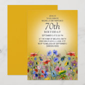 Invitation Colorful Fleur sauvage Jaune Sunshine 70e annivers (Devant / Derrière)