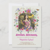 Invitation Colorful Fleur sauvage Sweet 16 Anniversaire Photo (Devant)