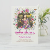 Invitation Colorful Fleur sauvage Sweet 16 Anniversaire Photo (Debout devant)