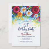 Invitation Colorful Floral 21st Birthday Party (Devant)