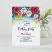 Invitation Colorful Floral 40th Birthday Party (Debout devant)