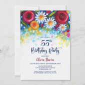 Invitation Colorful Floral 55th Birthday Party (Devant)