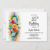 Invitation Colorful Floral 85th Birthday Party (Devant)